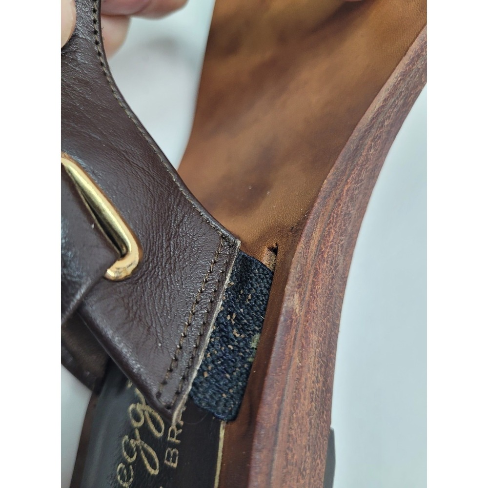 Arpeggios Womens 6M Sandals Thong, Brown ALL‎ Leather, Buckle, Made BRAZIL, GUC - Picture 6 of 10
